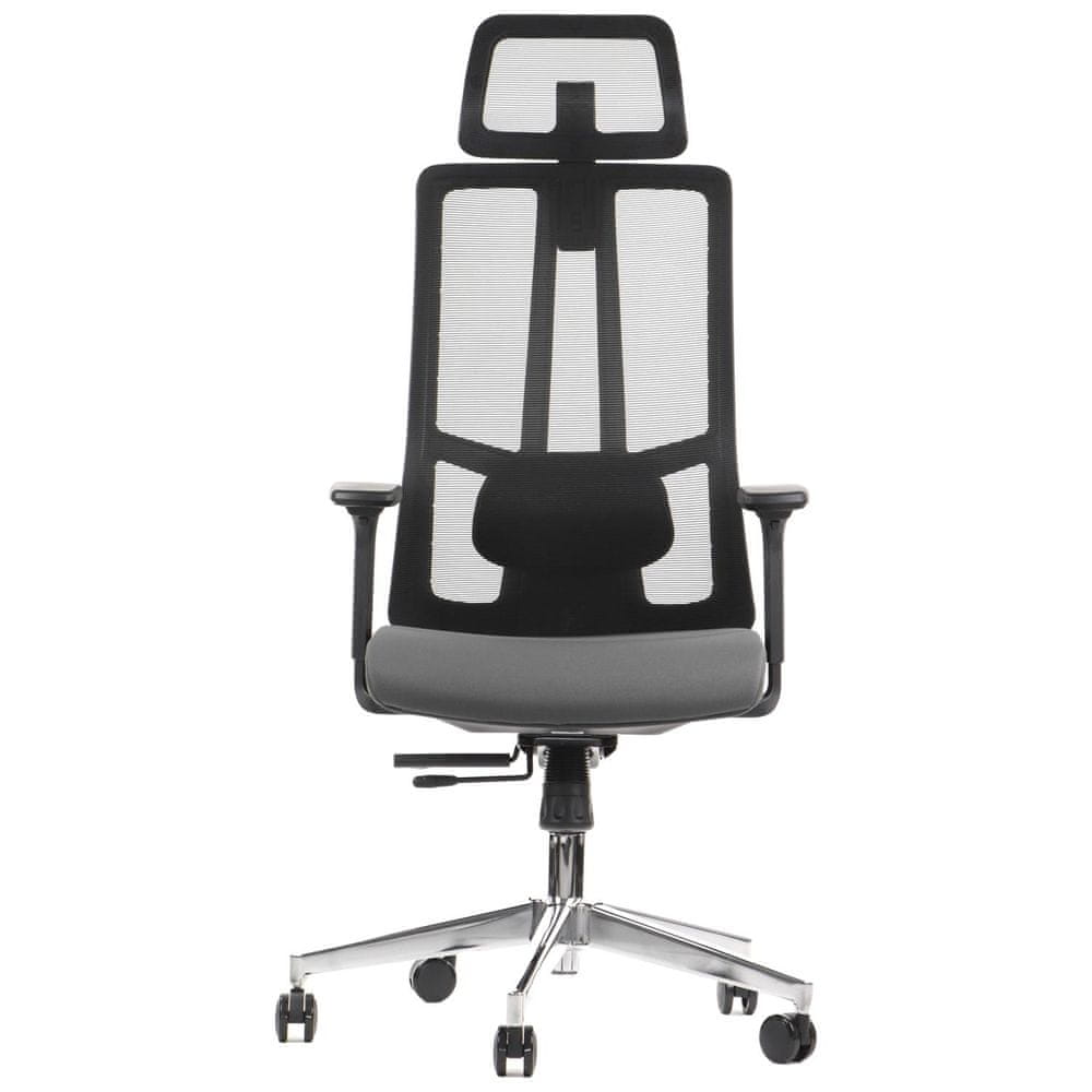 STEMA Otočná kancelárska stolička AKCENT, chrómovú základňu, nastaviteľné sedadlo a operadlo, synchrónny mechanizmus, šedá/čierna